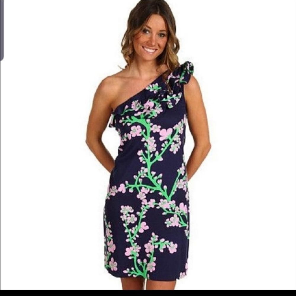 Lilly Pulitzer whinnie blue floral silk blend dres